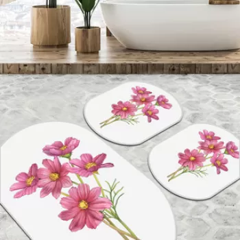 Set covoras de baie (3 bucati), Chilai Home, Sitivo Djt, Poliester, Alb imagine