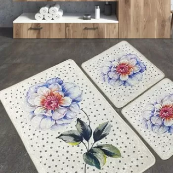 Set covoras de baie (3 bucati), Chilai, Jade, Poliester, Multicolor imagine