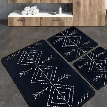 Set covoras de baie (3 bucati), Chilai, Lau, Poliester, Multicolor imagine