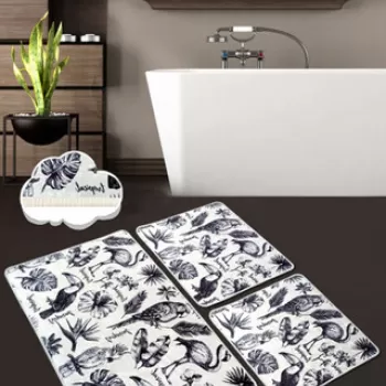 Set covoras de baie (3 bucati), Chilai, Lor?, Catifea, Multicolor imagine