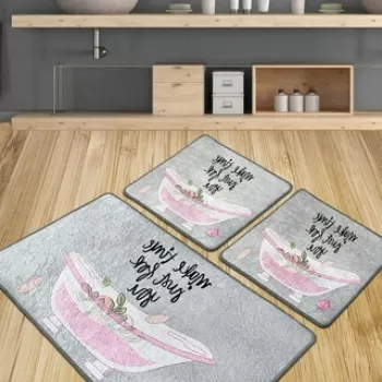 Set covoras de baie (3 bucati), Chilai, Make Time Djt, Poliester, Multicolor imagine