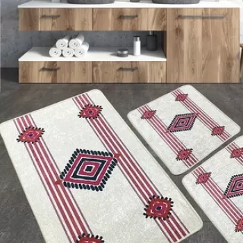 Set covoras de baie (3 bucati), Chilai, Meore, Poliester, Multicolor imagine