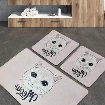 Set covoras de baie (3 bucati), Chilai, Miya Djt, Poliester, Multicolor imagine