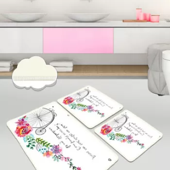 Set covoras de baie (3 bucati), Chilai, Monowheel, Catifea, Multicolor imagine