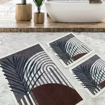 Set covoras de baie (3 bucati), Chilai, Morillo, Poliester, Multicolor imagine