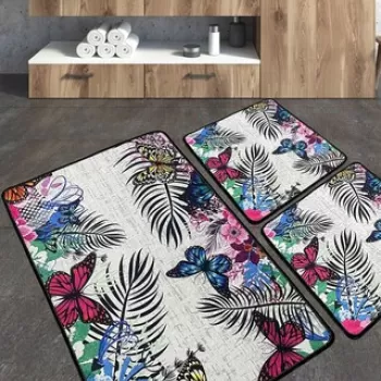 Set covoras de baie (3 bucati), Chilai, Noirobi, Poliester, Multicolor imagine