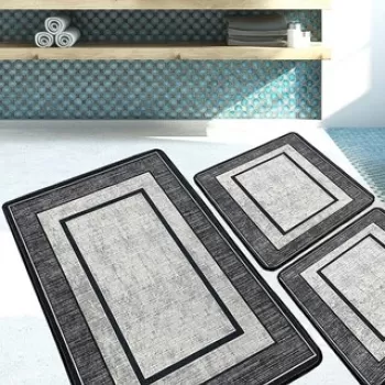 Set covoras de baie (3 bucati), Chilai, Patra, Poliester, Multicolor imagine