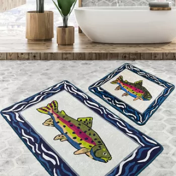 Set covoras de baie (3 bucati), Chilai, Pescado, Catifea, Multicolor imagine