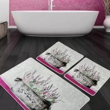 Set covoras de baie (3 bucati), Chilai, Polipra Djt, Poliester, Multicolor imagine