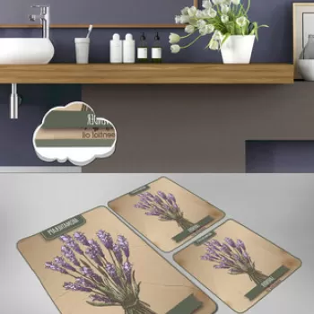 Set covoras de baie (3 bucati), Chilai, Smell, Catifea, Multicolor imagine