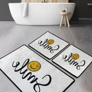 Set covoras de baie (3 bucati), Chilai, Smile Djt, Poliester, Multicolor imagine