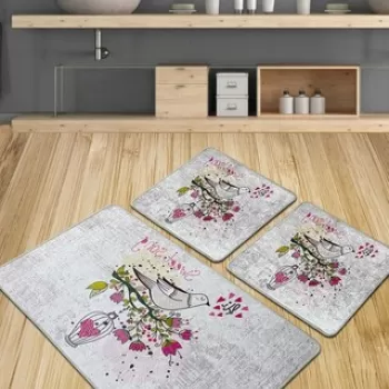 Set covoras de baie (3 bucati), Chilai, Songs Djt, Poliester, Multicolor imagine