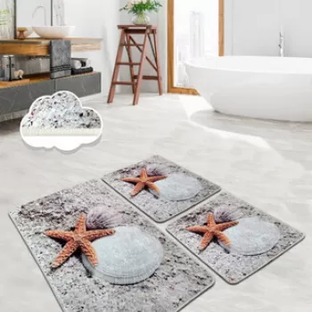 Set covoras de baie (3 bucati), Chilai, Starf?sh, Catifea, Multicolor imagine