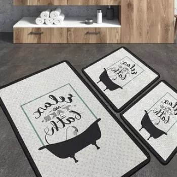 Set covoras de baie (3 bucati), Chilai, Take A Bath, Poliester, Multicolor imagine