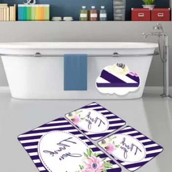 Set covoras de baie (3 bucati), Chilai, Thank You, Catifea, Multicolor imagine