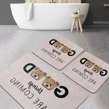 Set covoras de baie (3 bucati), Chilai, Things Djt, Poliester, Multicolor imagine