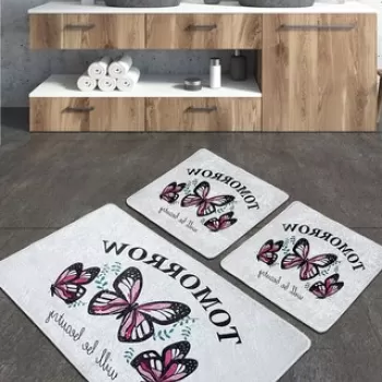 Set covoras de baie (3 bucati), Chilai, Tomorrow Djt, Poliester, Multicolor imagine