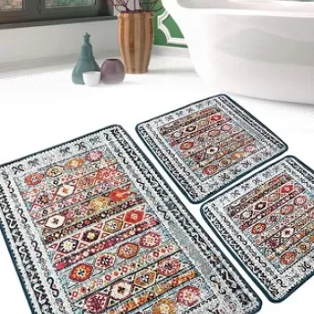 Set covoras de baie (3 bucati), Chilai, Weref, Poliester, Multicolor imagine