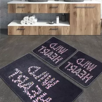 Set covoras de baie (3 bucati), Chilai, Wild Heart Djt, Poliester, Multicolor imagine