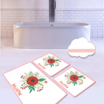 Set covoras de baie (3 bucati), Chilai, With Love, Catifea, Multicolor imagine