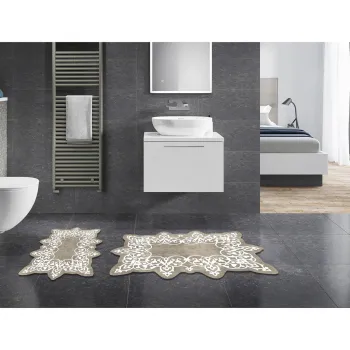 Set covorase de baie 2 piese, Alanur Home, 21014315Kr, Poliester, Crem imagine