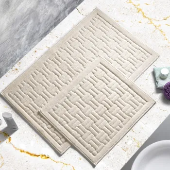 Set covorase de baie 2 piese, Alanur Home, Cottonkt 000014, Bumbac, Crem imagine