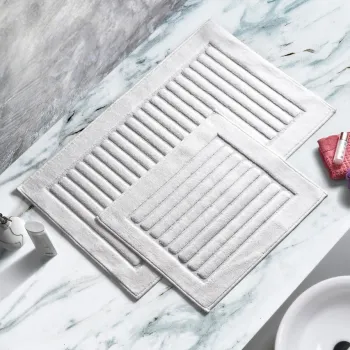 Set covorase de baie 2 piese, Alanur Home, Cottonkt 000053, Bumbac, Crem imagine