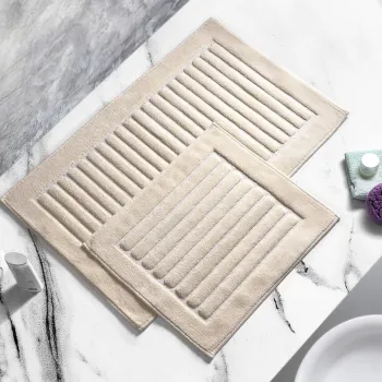 Set covorase de baie 2 piese, Alanur Home, Cottonkt 000055, Bumbac, Crem imagine