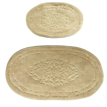 Set covorase de baie 2 piese, Alanur Home, Cottonkt 000066, Bumbac, Crem imagine