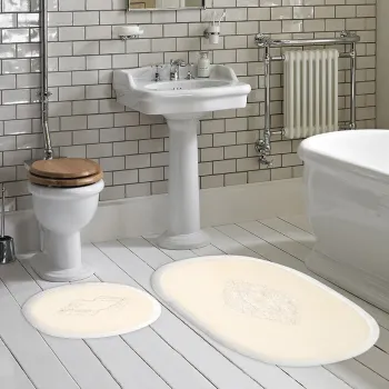 Set covorase de baie 2 piese, Alanur Home, Melek, Poliester, Crem imagine