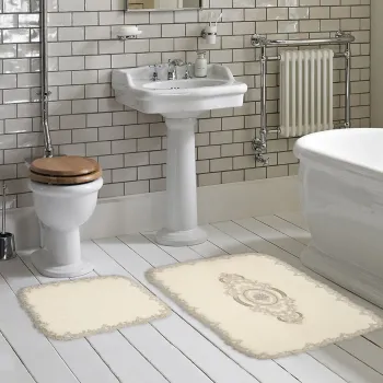 Set covorase de baie 2 piese, Alanur Home, Selonya D, Poliester, Crem imagine