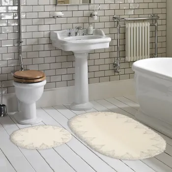 Set covorase de baie 2 piese, Alanur Home, Zara C, Poliester, Crem imagine