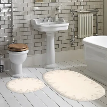 Set covorase de baie 2 piese, Alanur Home, Zara, Poliester, Crem imagine