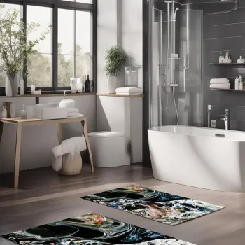 Set covorase de baie, Cartwright, CT-5048, Poliester, Multicolor imagine