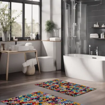 Set covorase de baie, Cartwright, CT-5081, Poliester, Multicolor imagine