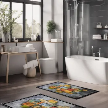 Set covorase de baie, Cartwright, CT-5088, Poliester, Multicolor imagine