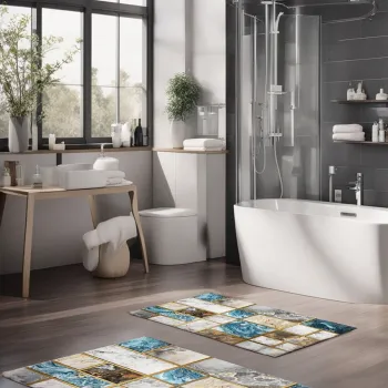 Set covorase de baie, Cartwright, CT-5096, Poliester, Multicolor imagine