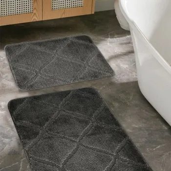 Set covorase de baie, Cecilia, Cizgili, Polipropilena, Antracit imagine