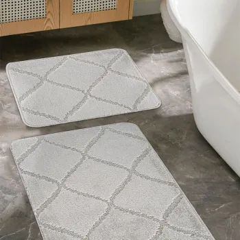 Set covorase de baie, Cecilia, Cizgili, Polipropilena, Gri imagine