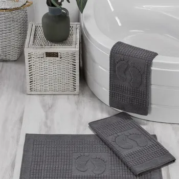 Set covorase de baie, Eponj Home, Orma, Bumbac, Antracit imagine