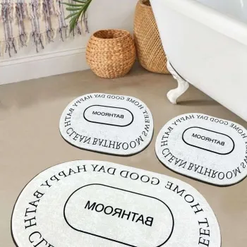 Set covorase de baie, L'essentiel Maison, Baindos, Ecru imagine