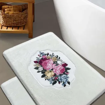 Set covorase de baie, L'essentiel Maison, Bella Rose, Ecru imagine