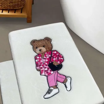 Set covorase de baie, L'essentiel Maison, Boss Bear, Ecru imagine