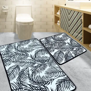 Set covorase de baie, L'essentiel Maison, Frond, Poliester, Multicolor imagine