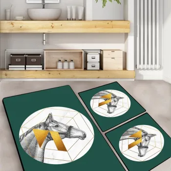 Set covorase de baie, L'essentiel Maison, Horse, Poliester, Multicolor imagine