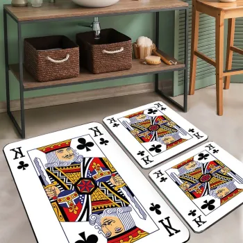 Set covorase de baie, L'essentiel Maison, Karo Playing Card, Poliester, Multicolor imagine