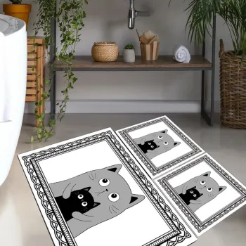 Set covorase de baie, L'essentiel Maison, Mom Cat, Poliester, Multicolor imagine