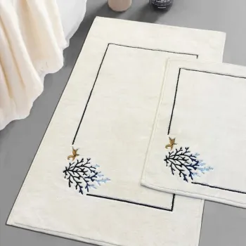 Set covorase de baie, L'essentiel Maison, Sea Weed, Ecru imagine