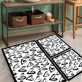 Set covorase de baie, L'essentiel Maison, Small Heart, Poliester, Multicolor imagine