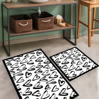 Set covorase de baie, L'essentiel Maison, Small Heart, Poliester, Multicolor imagine